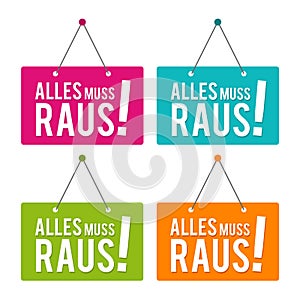 Alles muss raus - TÃÂ¼rschild - Eps10 Vektor. photo