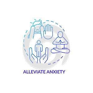 Alleviate anxiety blue gradient concept icon