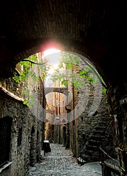 Alley ancient village of Bussana Vecchia (Liguria) - Italy