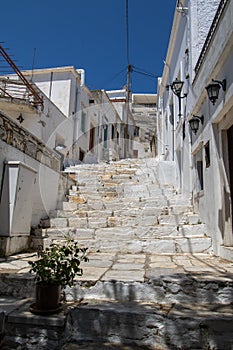 Alley and buildings in central Naxos, Greece