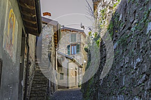 Alley in the center of Apricale Imperia, Liguria, Italy photo