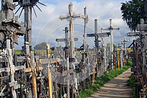 Alley of crosses on The Hill of Crosses