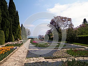 Alley in the gardens of the Balchik Palace, Dobrich province, Bulgaria