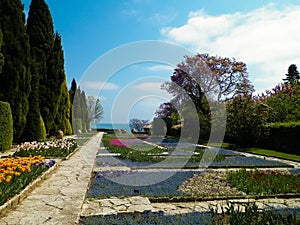 Alley in the gardens of the Balchik Palace, Dobrich province, Bulgaria