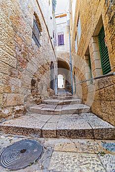 Alley in the jewish quarter in old town Jerusalem, Israel