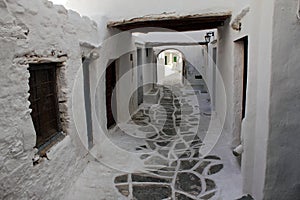 Alley in Kastro traditional village, Sifnos island, Greece.