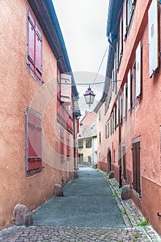 Alley in a medieval town of alsace