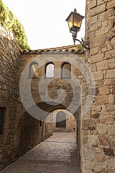 alley in the medieval town of pals on the costa brava
