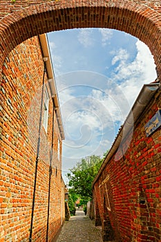 Alley in the old town of Veere, Netherlands