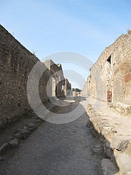 Alley of a ruins of an old castle