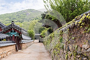 Alley and stone wall at the Beomeosa Temple in Busan