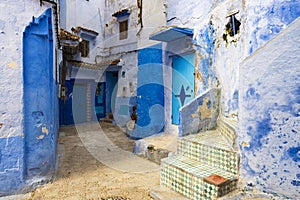 Alley in the town of Chefchaouen in Morocco