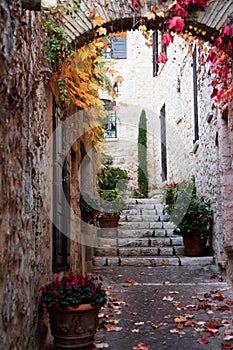 Alley in the village of Saint Paul de Vence on the French Riviera in december