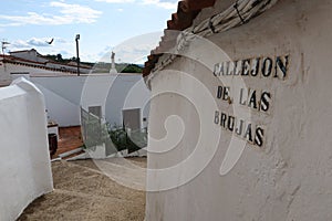 Alley of the witches in the Andalusian magical town of CastaÃÂ±o del Robledo, Huelva, Spain photo