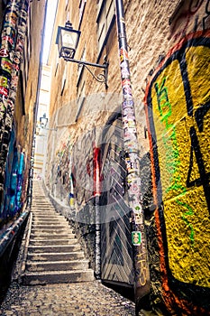 Alleyway in Gamla stan, Stockholm, Sweden: MÃÂ¥rten Trotzigs grÃÂ¤nd photo