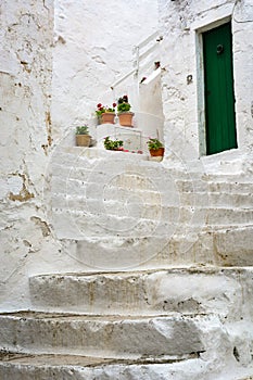 Alleyway with stairs in Ostuni, Puglia, Italy
