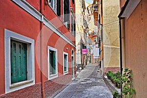 The alleyways in Corfu, Greece