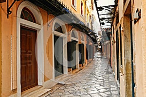 The alleyways in Corfu, Greece photo