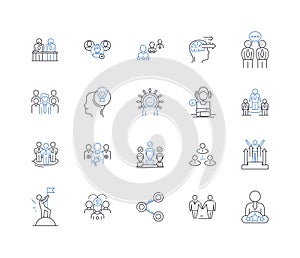 Alliance line icons collection. Cohesion, Unity, Partnership, Cooperation, Teamwork, Collaboration, Brotherhood vector