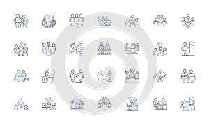 Alliance line icons collection. Unity, Collaboration, Partnership, Partnership, Coalition, Teamwork, Synergy vector and