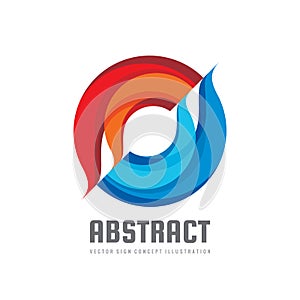 Alliance - vector logo template concept illustration. Colored abstract shapes. Geometric sign. Two design elements photo