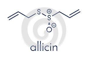 Allicin garlic molecule. Formed from alliin by the enzyme alliinase. Believed to have a number of positive health effects..