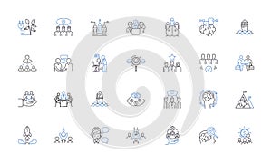 Allied partnership line icons collection. Unity, Collaboration, Trust, Cooperation, Accord, Harmony, Friendship vector