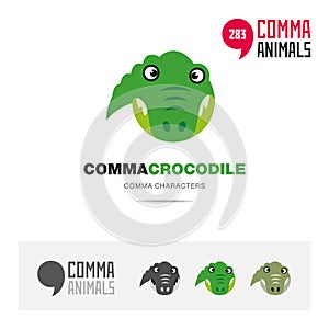 Alligator animal concept icon set and modern brand identity logo template and app symbol based on comma sign