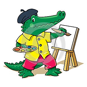 Alligator artist. Animal and profession Alphabet A