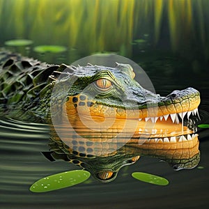 an alligator with big, generative AI