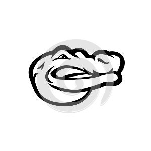 Alligator or Gator Head Side View Mascot Black and White