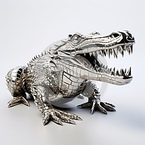 Alligator Metal Sculpture 3d Model With Metallic Texture photo