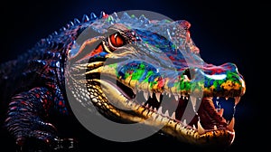 Vibrant Colorful Alligator Painting With Meticulous Detailing photo