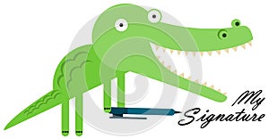 Alligator's penmanship