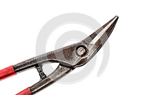 Alligator shears pliers for cutting sheet metal with red handle