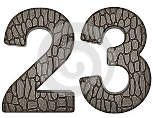 Alligator skin font 2 3 digits isolated