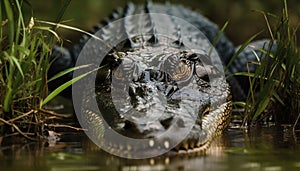 Alligator in swampy waters