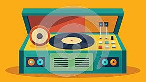 An allinone record player that also functions as a radio and CD player. Vector illustration. photo