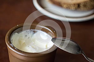 Allioli- homemade traditional Spanish garlic dip photo