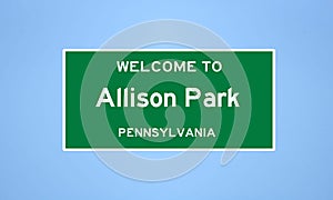 Allison Park, Pennsylvania city limit sign. Town sign from the USA