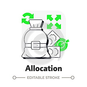 Allocation flat outline concept icon