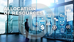 Allocation of resources concept. Strategic planning. Mixed media. Abstract business background. Financial technology and