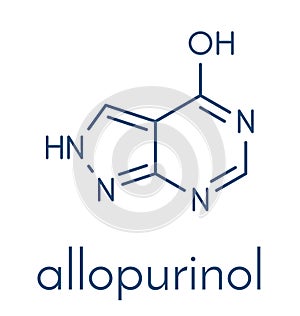 Allopurinol gout drug molecule. Skeletal formula.