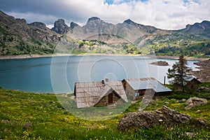 Allos lake at National Park of Mercantour, Alps (France)