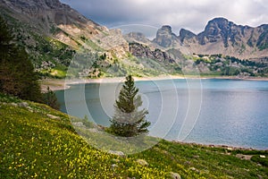 Allos lake at National Park of Mercantour, Alps (France)