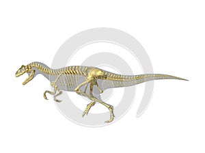 Allosaurus dinosaur silhouette with photo-realistic skeleton.