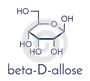 Allose beta-D-allopyranose form sugar molecule. Skeletal formula.
