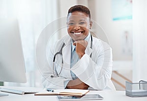 Allow me to lead you towards better wellness. Portrait of a young doctor working in a medical office.