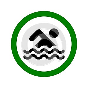 Allowed swimming area sign logo