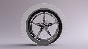 Alloy Rim Wheel Complex Design Silver Chrome with Racing Tyre